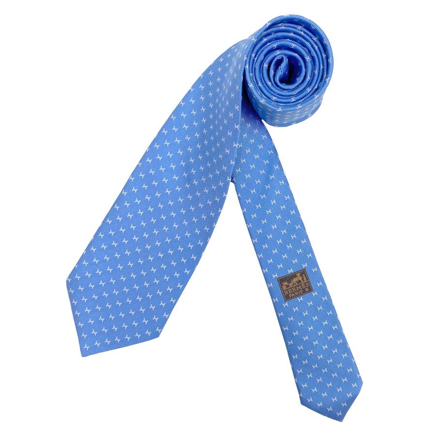 国内完売商品【新品】エルメス HERMES ネクタイ ヘヴィシルクタイ 8CM《ファイン H》ブルー ホワイト 青 白 ギフト プレゼント 男性 メンズ H659290 T07の画像