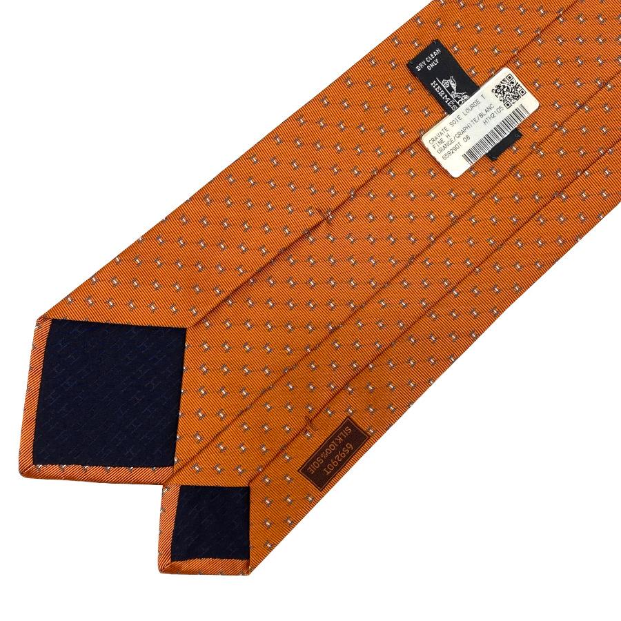 国内完売商品【新品】エルメス HERMES ネクタイ ヘヴィシルクタイ 8CM《ファインH》橙色 灰色 ホワイト 白 ギフト プレゼント 男性 メンズ H659290 T08の画像