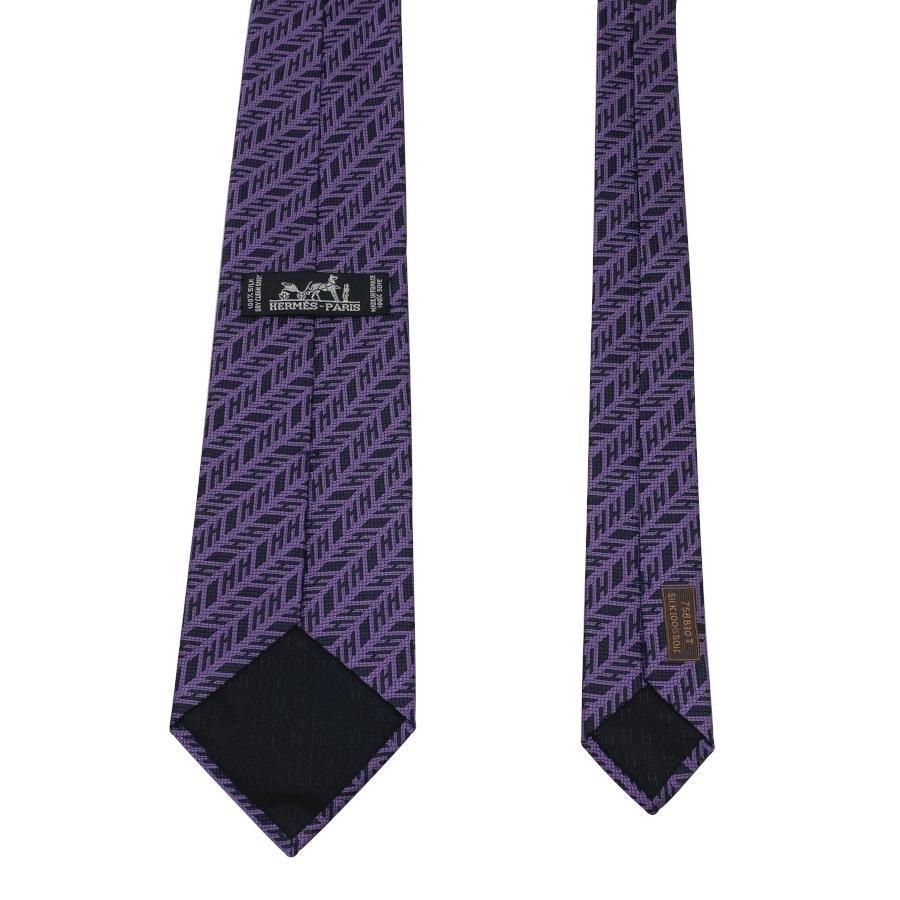 新品 HERMES エルメス ネクタイ シルクタイ 絹100% 紫 パープル HERMES