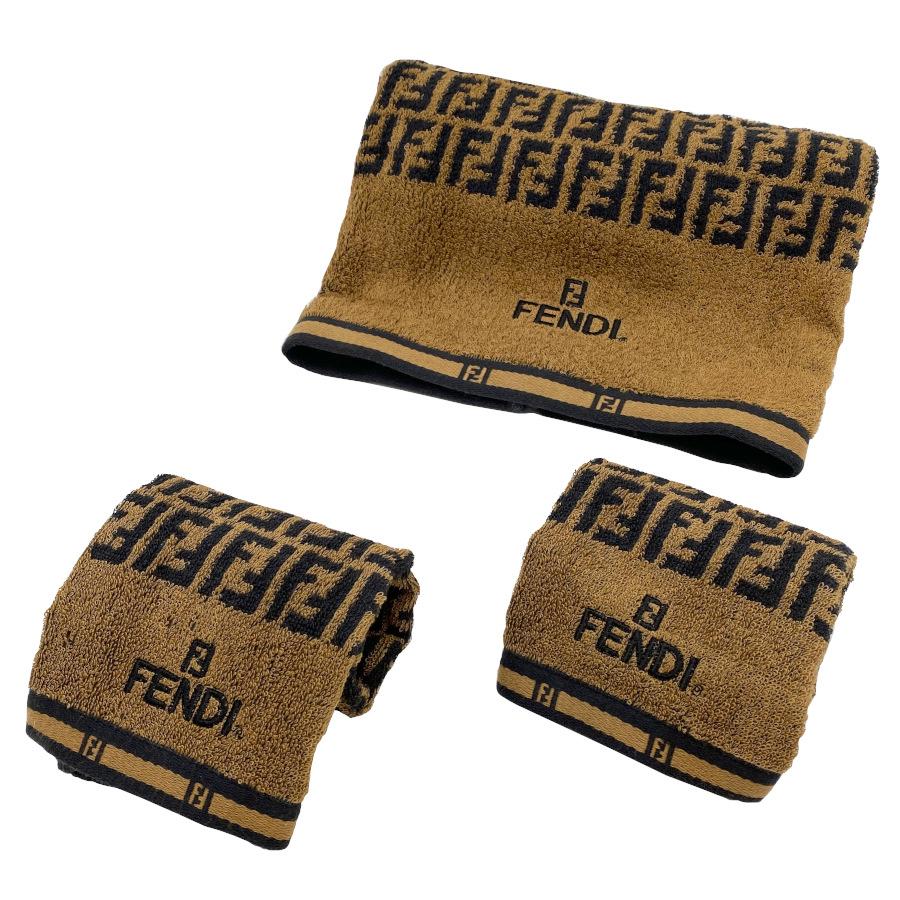 新品未使用品 FENDI フェンディ タオルセット ブラウン FENDI（フェンディ） 【新品】フェンディ タオル3枚SET ハンドタオル