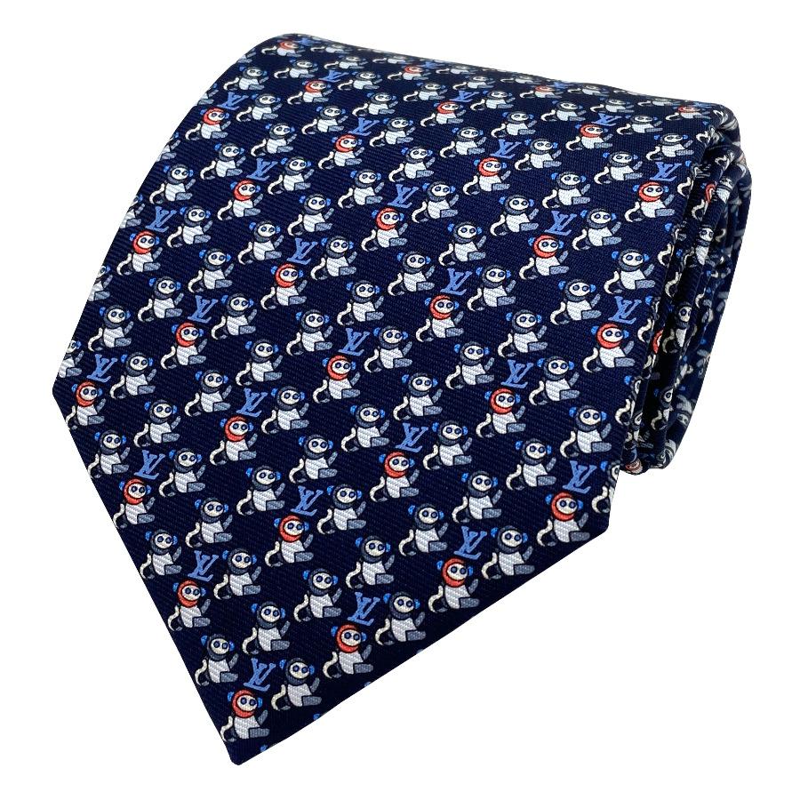 国内完売商品【新品】ルイヴィトン LOUIS VUITTON クラヴァットモンキー 8CM シルク100% マリーヌ 青 紺 ブルー ネイビー メンズ 男性 プレゼント ギフト M70976 | LOUIS VUITTON