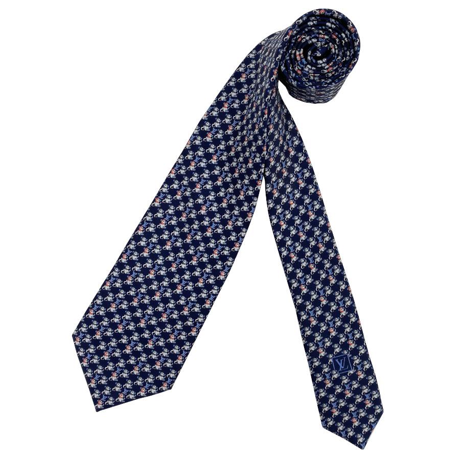 国内完売商品【新品】ルイヴィトン LOUIS VUITTON クラヴァットモンキー 8CM シルク100% マリーヌ 青 紺 ブルー ネイビー メンズ 男性 プレゼント ギフト M70976 | LOUIS VUITTON | 03