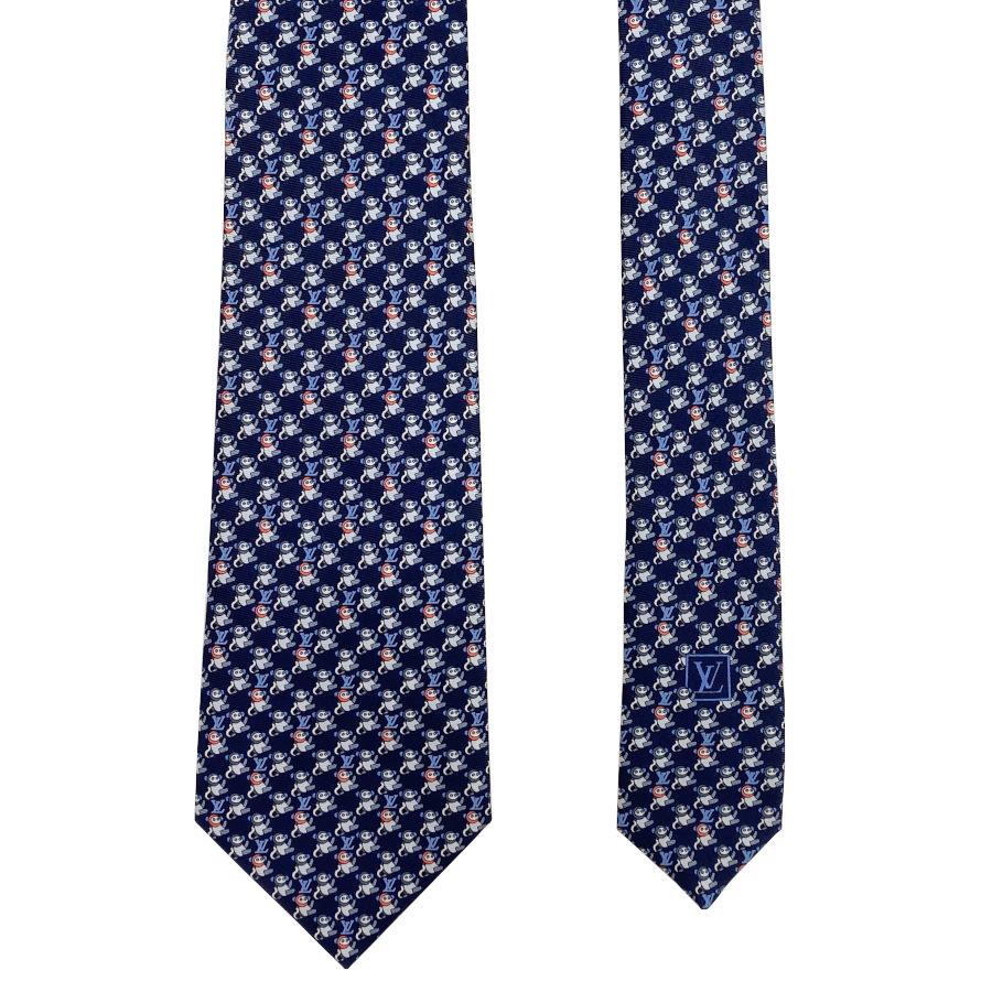 国内完売商品【新品】ルイヴィトン LOUIS VUITTON クラヴァットモンキー 8CM シルク100% マリーヌ 青 紺 ブルー ネイビー メンズ 男性 プレゼント ギフト M70976 | LOUIS VUITTON | 04
