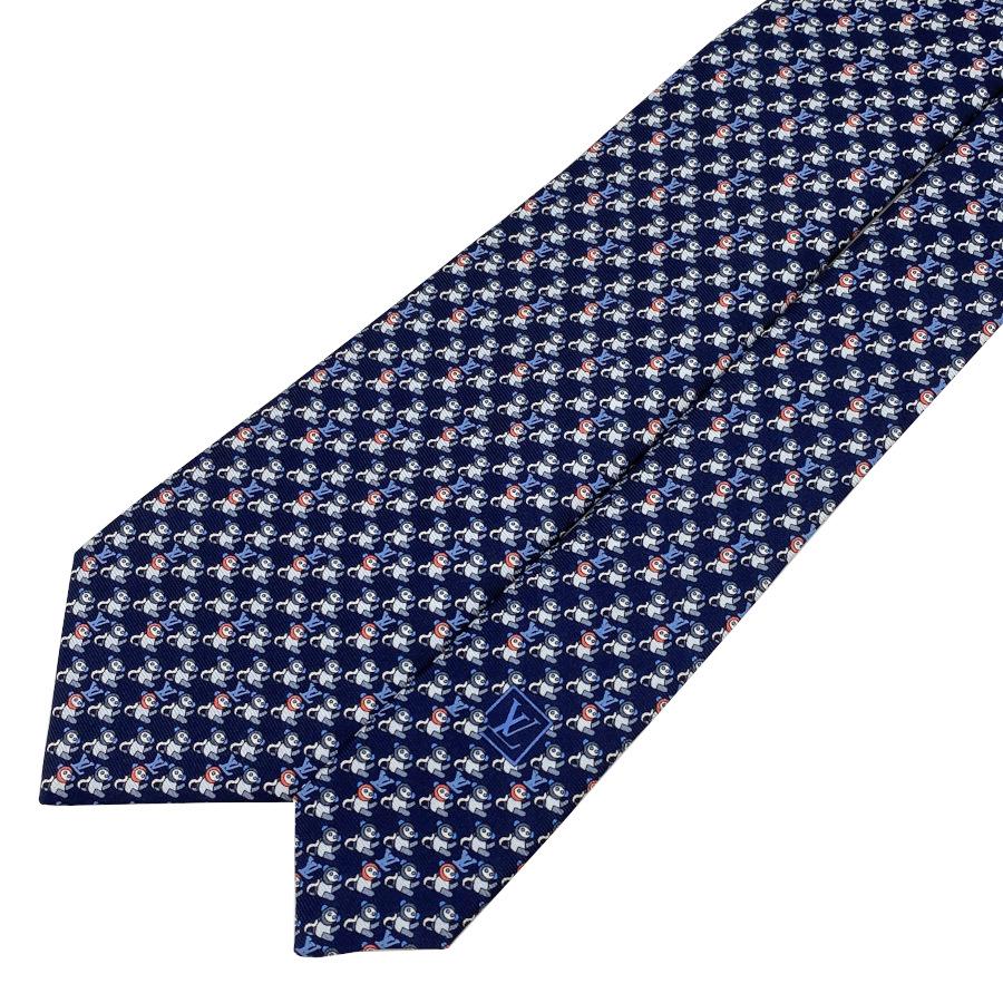 国内完売商品【新品】ルイヴィトン LOUIS VUITTON クラヴァットモンキー 8CM シルク100% マリーヌ 青 紺 ブルー ネイビー メンズ 男性 プレゼント ギフト M70976 | LOUIS VUITTON | 06