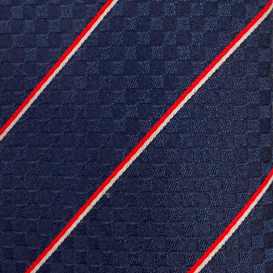 ルイヴィトン LOUIS VUITTON ネクタイ クラヴァット エク 8CM シルク 100％ マリーヌ ネイビー ブラック ロゴ ダミエ チェック ストライプ M78755 | LOUIS VUITTON | 01