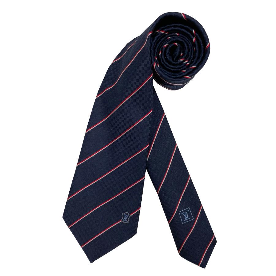 ルイヴィトン LOUIS VUITTON ネクタイ クラヴァット エク 8CM シルク 100％ マリーヌ ネイビー ブラック ロゴ ダミエ チェック ストライプ M78755 | LOUIS VUITTON | 03