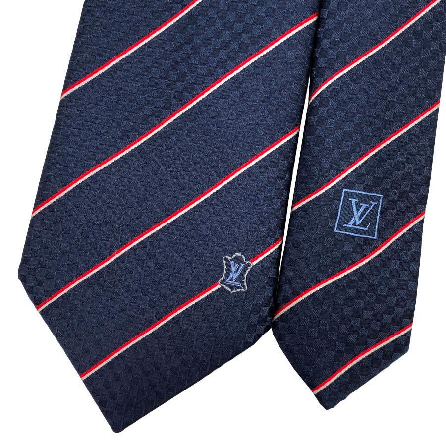 ルイヴィトン LOUIS VUITTON ネクタイ クラヴァット エク 8CM シルク 100％ マリーヌ ネイビー ブラック ロゴ ダミエ チェック ストライプ M78755 | LOUIS VUITTON | 06