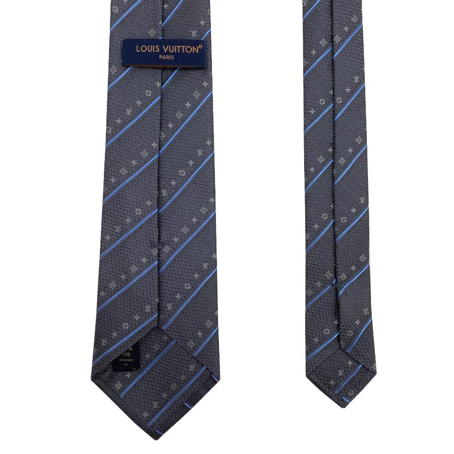 国内完売商品【新品】ルイヴィトン LOUIS VUITTON ネクタイ・モノグラムストライプ 8CM ダークグレー ブルーグレー ロゴ モノグラム ギフト プレゼント M96404 | LOUIS VUITTON | 05