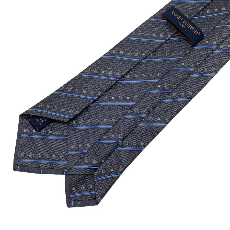 国内完売商品【新品】ルイヴィトン LOUIS VUITTON ネクタイ・モノグラムストライプ 8CM ダークグレー ブルーグレー ロゴ モノグラム ギフト プレゼント M96404 | LOUIS VUITTON | 07