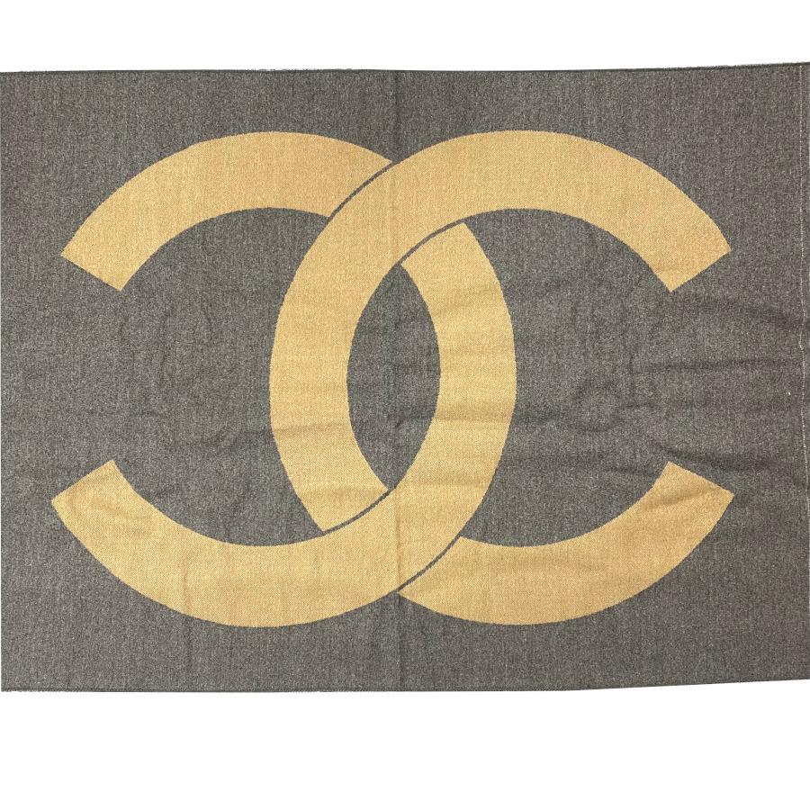CHANEL シャネル ストール ココマーク 大判 カシミヤ シルク グレー 