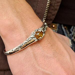 シルバーアクセサリー ブレスレット 琥珀・アンバー アラベスク b0515 腕周り約15.5ｃｍ |  | 01