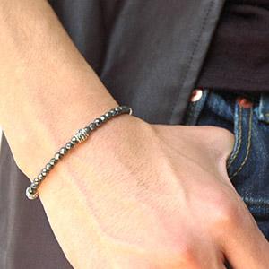 ブレスレット メンズ・レディース パワーストーン シルバーアクセサリー ヘマタイト フレア・百合の紋章 b0533 |  | 01