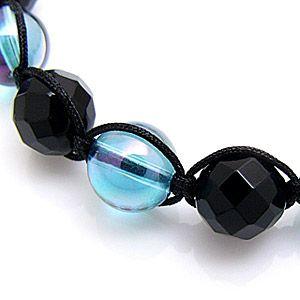 ブレスレット メンズ パワーストーンブレスレット アクアオーラ オニキス b0554 腕周り約16cm(＋約5cm調節可能) |  | 03