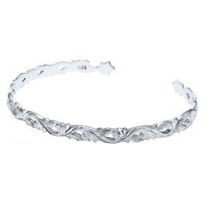 ハワイアンジュエリー シルバーアクセサリー レディース バングル・ブレスレット プラチナコーティング b0581 腕周り約16.5cm |  | 01