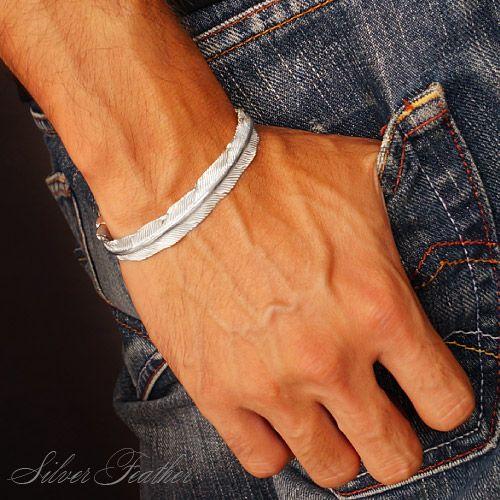 シルバーアクセサリー メンズ バングル ブレスレット ネイティブフェザー 羽根 b0611 |  | 01