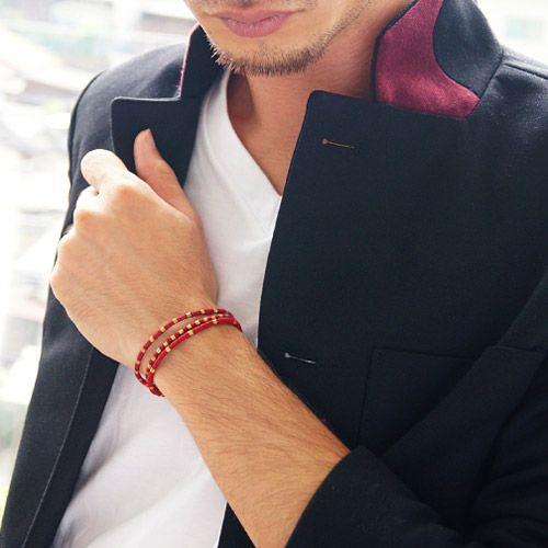 ラップブレスレット メンズ レディース 3連 編み込み グルグル ゴールド ビーズ b0617 |  | 04