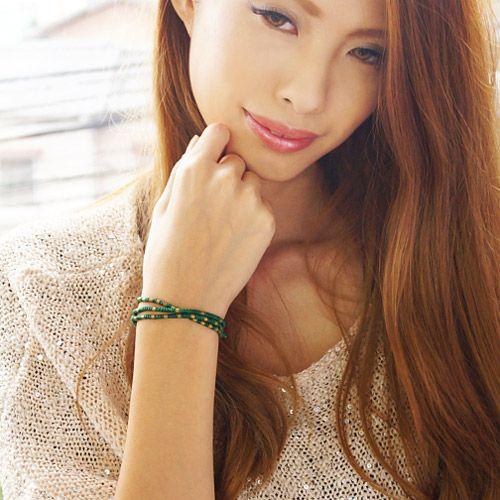 ラップブレスレット メンズ レディース 3連 編み込み グルグル ゴールド ビーズ b0617 |  | 05