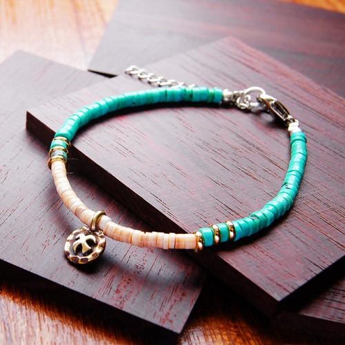 ブレスレット メンズ レディース ターコイズ(人工石) ネイティブ イーグル シェル b0643 |  | 05