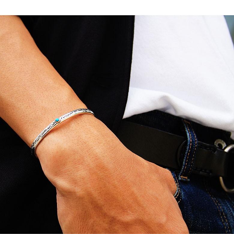 ターコイズブルー シルバーバングルb0691 シルバーアクセサリー メンズブレスレット シルバー メンズ アラベスク B0691 シルバーアクセサリー2pieces 通販 Yahoo ショッピング
