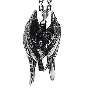 シルバーアクセサリー ペンダント・ネックレス 堕天使ベリアル 翼・羽根 天使 悪魔 スカル ブラックジルコニア pe1658 c0076-50cmチェーン付き 