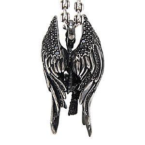 シルバーアクセサリー ペンダント・ネックレス 堕天使ベリアル 翼・羽根 天使 悪魔 スカル ブラックジルコニア pe1658 c0076-50cmチェーン付き 