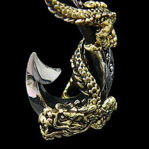 ネックレス メンズ ペンダント メンズ ドラゴン・龍 フィッシュフック・釣り針 pe1740 c0065-50cmチェーン付きの画像