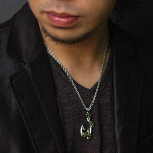 ネックレス メンズ ペンダント メンズ ドラゴン・龍 フィッシュフック・釣り針 pe1740 c0065-50cmチェーン付きの画像