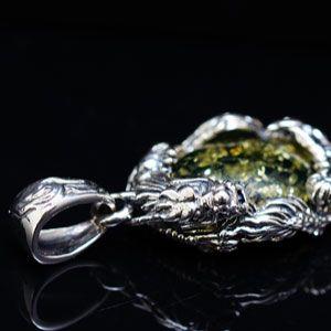 シルバーアクセサリー ペンダント・ネックレス メンズ 龍 ドラゴン 琥珀 pe1901 ペンダントトップのみ |  | 03