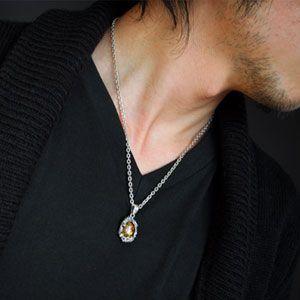 シルバーアクセサリー シルバーネックレス メンズ 龍 ドラゴン 琥珀