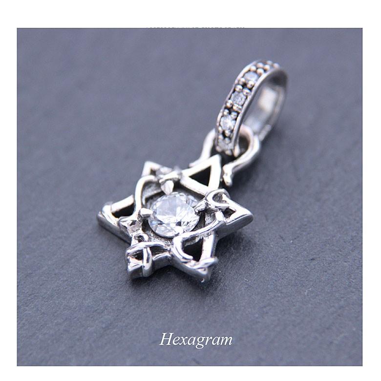 シルバーペンダントトップ pe2144 シルバーアクセサリー ペンダントトップ メンズ 六芒星 ペンダントトップのみの商品の画像