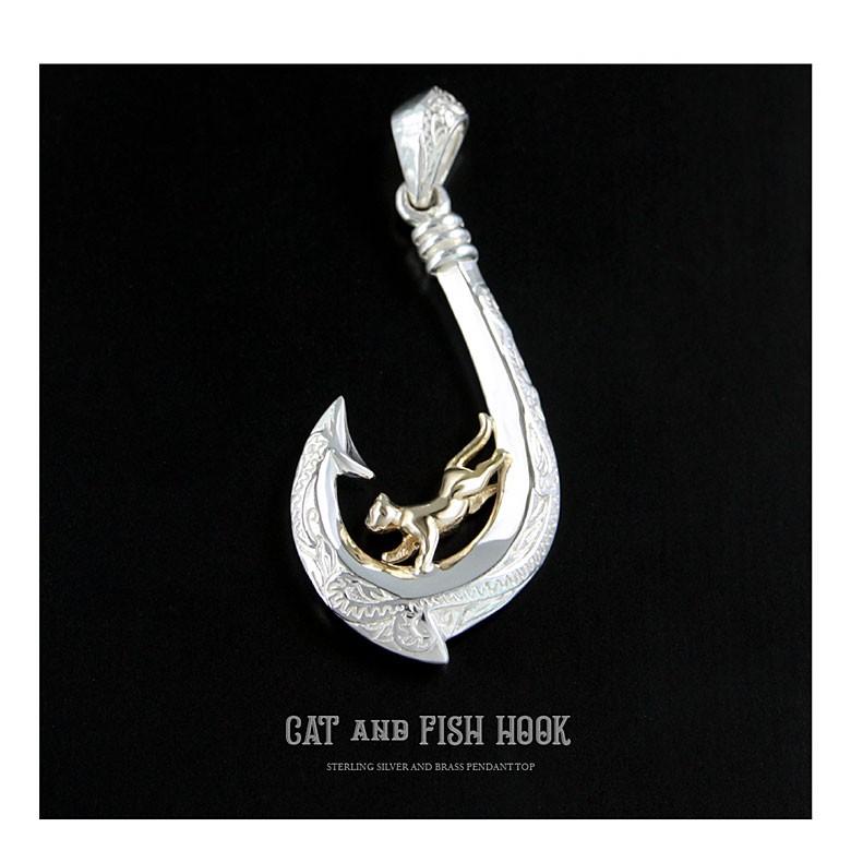 猫の釣り針 pe2157 シルバーアクセサリー ペンダントトップ