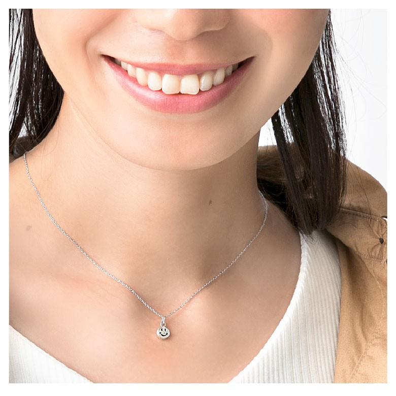 スマイルマーク！ pe2191 シルバーアクセサリー ネックレス レディース スマイル 約45cmのステンレスチェーン付き |  | 03