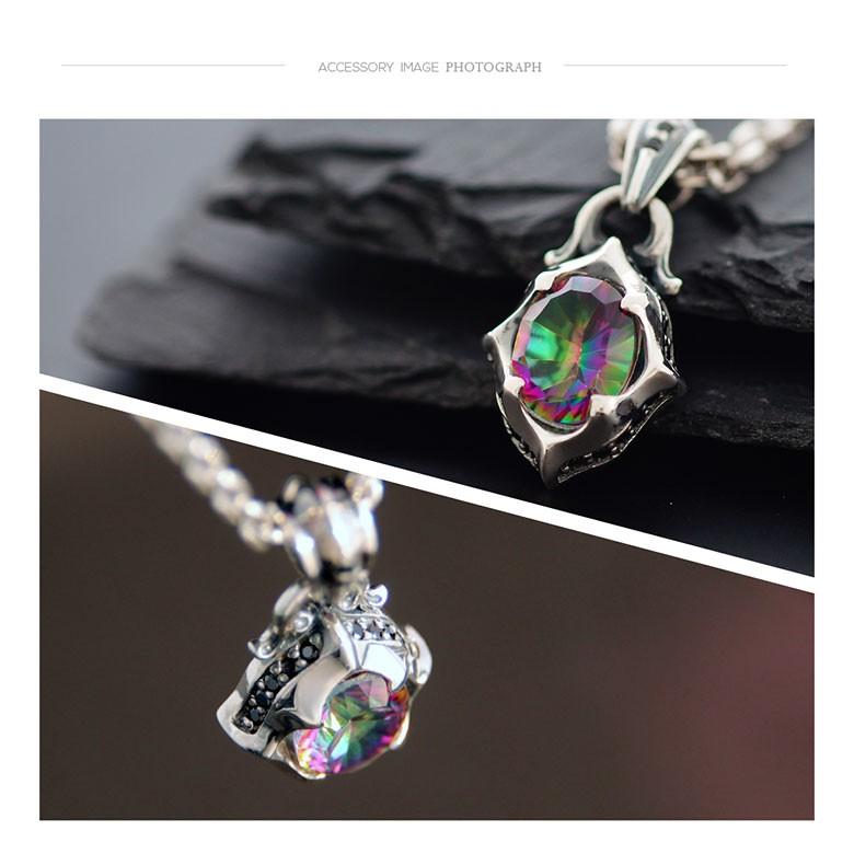 ミスティッククォーツ pe2194-ch シルバーアクセサリー ネックレス メンズ ゴシック c0065の50ｃｍチェーン付の画像