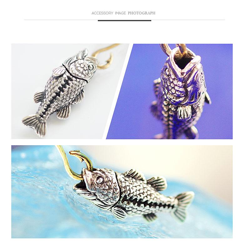 シルバーペンダントトップ pe2208 シルバーアクセサリー ペンダントトップ メンズ ブラックバス ペンダントトップのみの商品の画像
