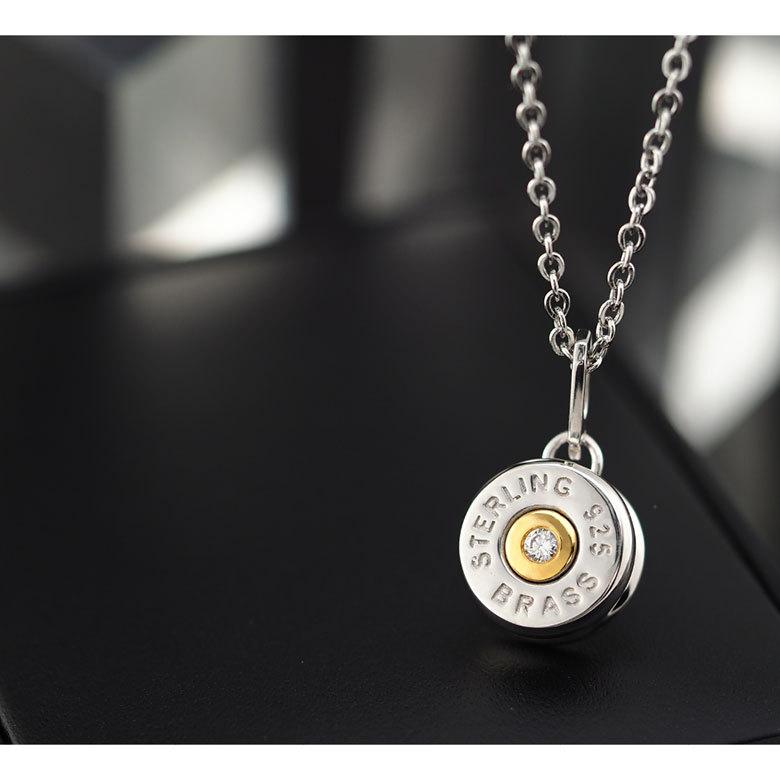 メンズ ネックレス 薬莢 シルバー925 ブラス pe2221 シルバーアクセサリー ステンレスチェーン付(50cm+5cmアジャスター） |  | 09