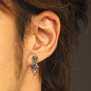 シルバーアクセサリー ピアス メンズ シルバーピアス ドロップピアス ブラックジルコニア pi0347 ペア売りの画像