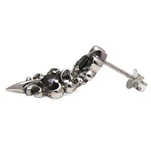 シルバーアクセサリー ピアス メンズ シルバーピアス ドロップピアス ブラックジルコニア pi0347 ペア売りの画像