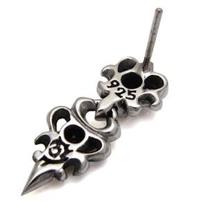 シルバーアクセサリー ピアス メンズ シルバーピアス ドロップピアス ブラックジルコニア pi0347 ペア売りの画像