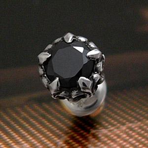ピアス メンズ シルバーピアス メンズピアス フレア ブラックジルコニア pi0357 バラ売り | 