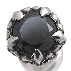 シルバーアクセサリー ピアス メンズ シルバーピアス フレア ブラックジルコニア pi0357 ペア売りの画像