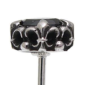 シルバーアクセサリー ピアス メンズ シルバーピアス フレア ブラックジルコニア pi0357 ペア売りの画像
