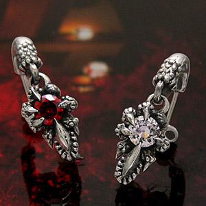 ピアス メンズ シルバーピアス メンズピアス ドラゴン・龍 爪 レッド