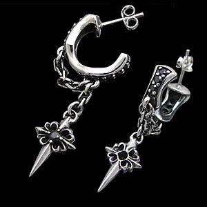 ピアス メンズ シルバーピアス シルバーアクセサリー クロス pi0388