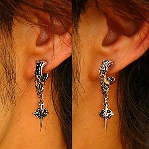 ピアス メンズ シルバーピアス シルバーアクセサリー クロス pi0388