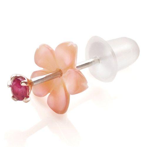 ピアス レディース 桜 さくら ルビー ピンクシルバー ピンク