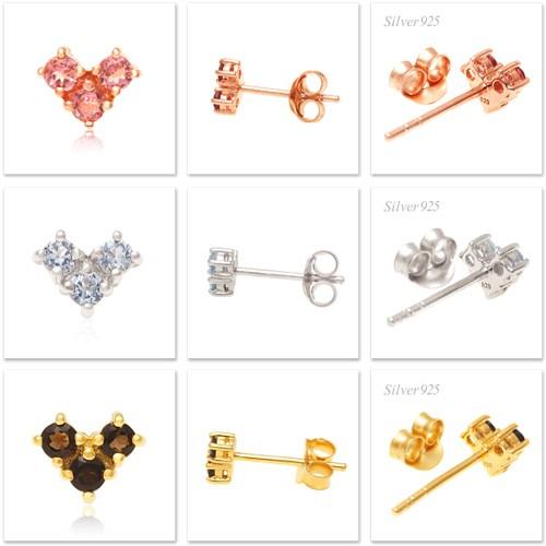 シルバーアクセサリー ピアス シルバー925 ハート 天然石 ジュエリーコーティング pi0441-222 ペア売りの画像