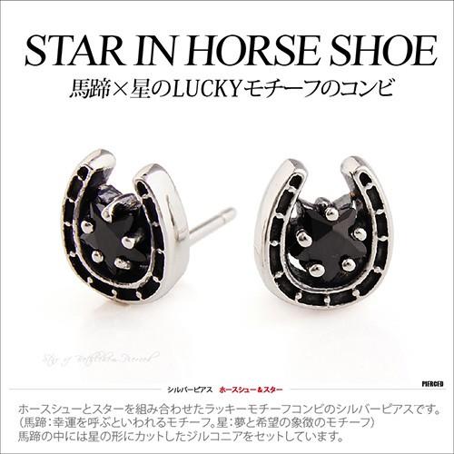 シルバーアクセサリー ピアス 片耳 スター 星 ホースシュー 馬蹄 ブラック pi0459 バラ売り |  | 01