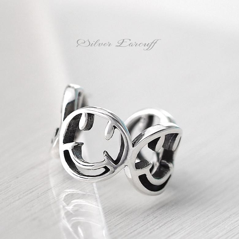 イヤーカフ メンズ スマイル アクセサリー pi0553 ニコちゃん シルバー