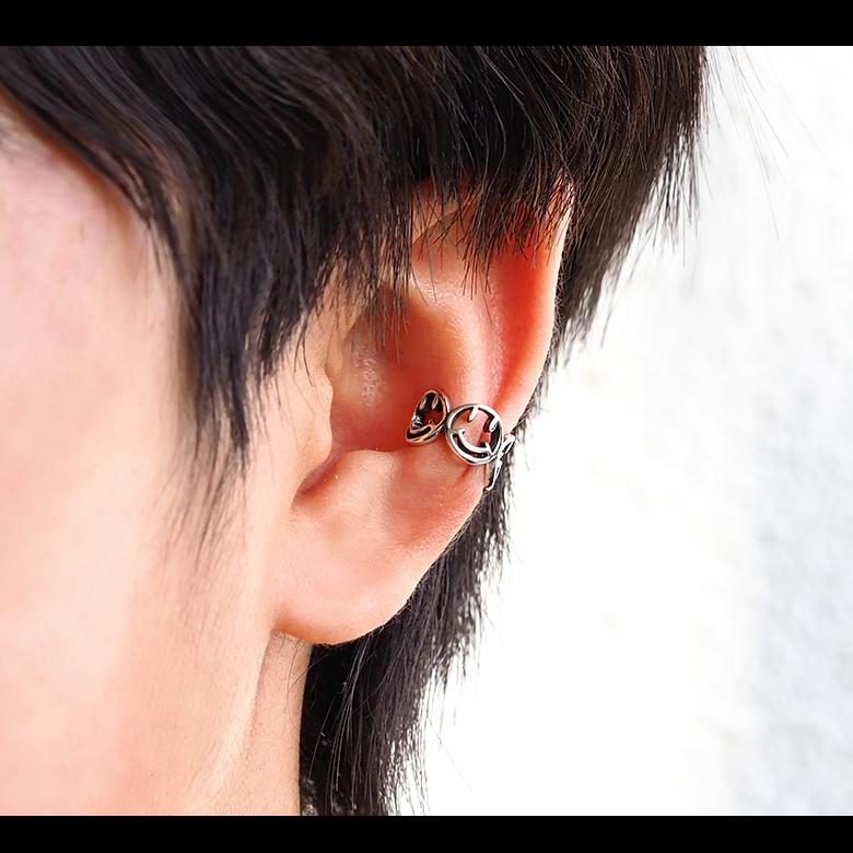 イヤーカフ メンズ スマイル アクセサリー pi0553 ニコちゃん シルバー