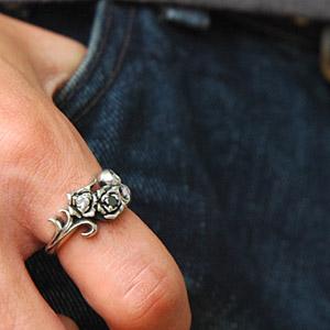 シルバーアクセサリー シルバーリング 指輪 メンズ リング 薔薇